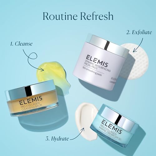 ELEMIS Dynamic Resurfacing Facial Pads, Exfoliating Face Pads with Tri-Enzyme Technology, Face Exfoliator to Smooth & Resurface, Gentle Exfoliating Pads to Encourage Skin Renewal, 60 Plastic-Free Pads