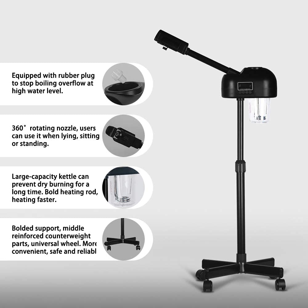 Facial Steamer, Black with LCD Screen,