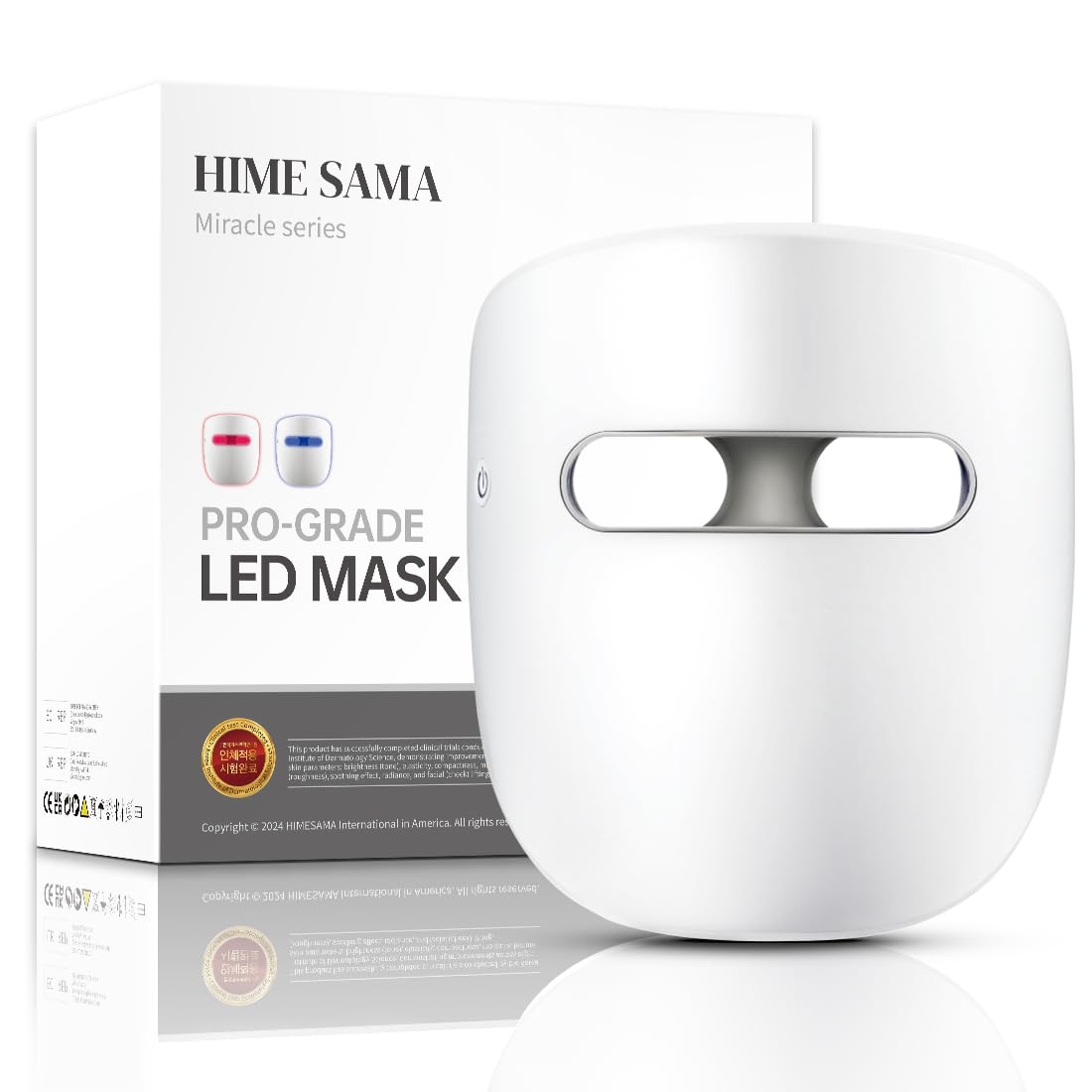 Led Face Light Therapy Mask, 8 Colors Skin Care Mask, Infrared & Red Light Therapy Mask for Wrinkle Reduction, Wireless & Silicone Eye Pad Design, Miracle ACE (RB-034)