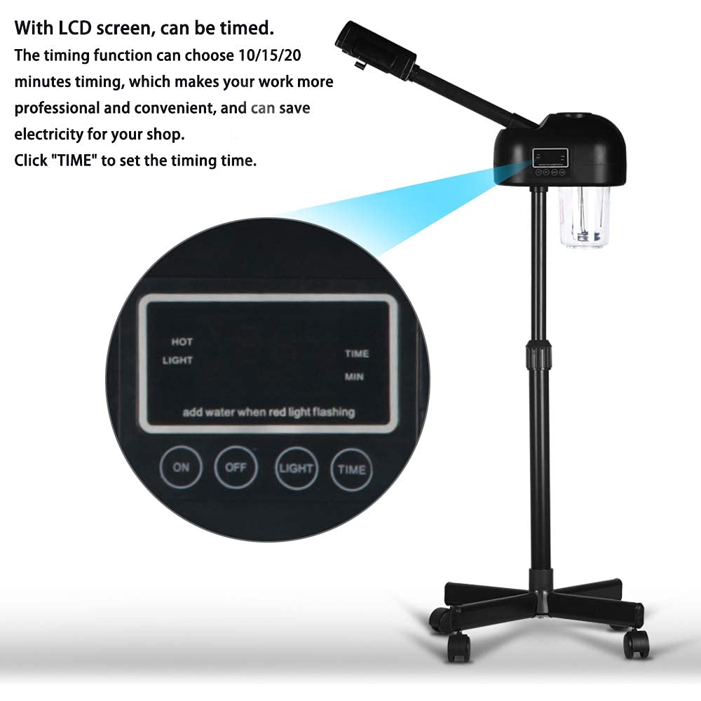 Facial Steamer, Black with LCD Screen,