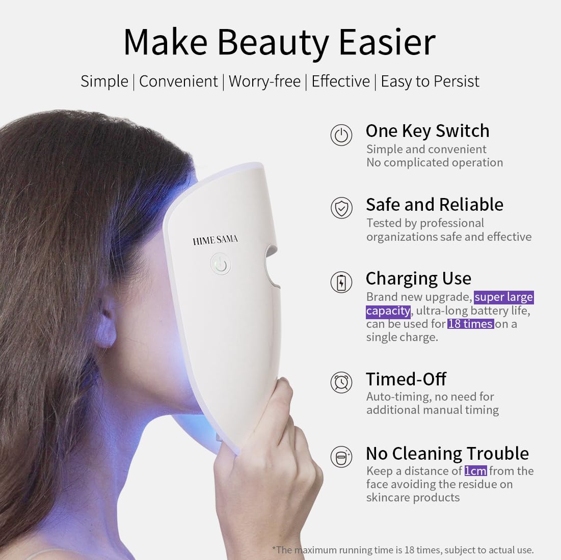 Led Face Light Therapy Mask, 8 Colors Skin Care Mask, Infrared & Red Light Therapy Mask for Wrinkle Reduction, Wireless & Silicone Eye Pad Design, Miracle ACE (RB-034)
