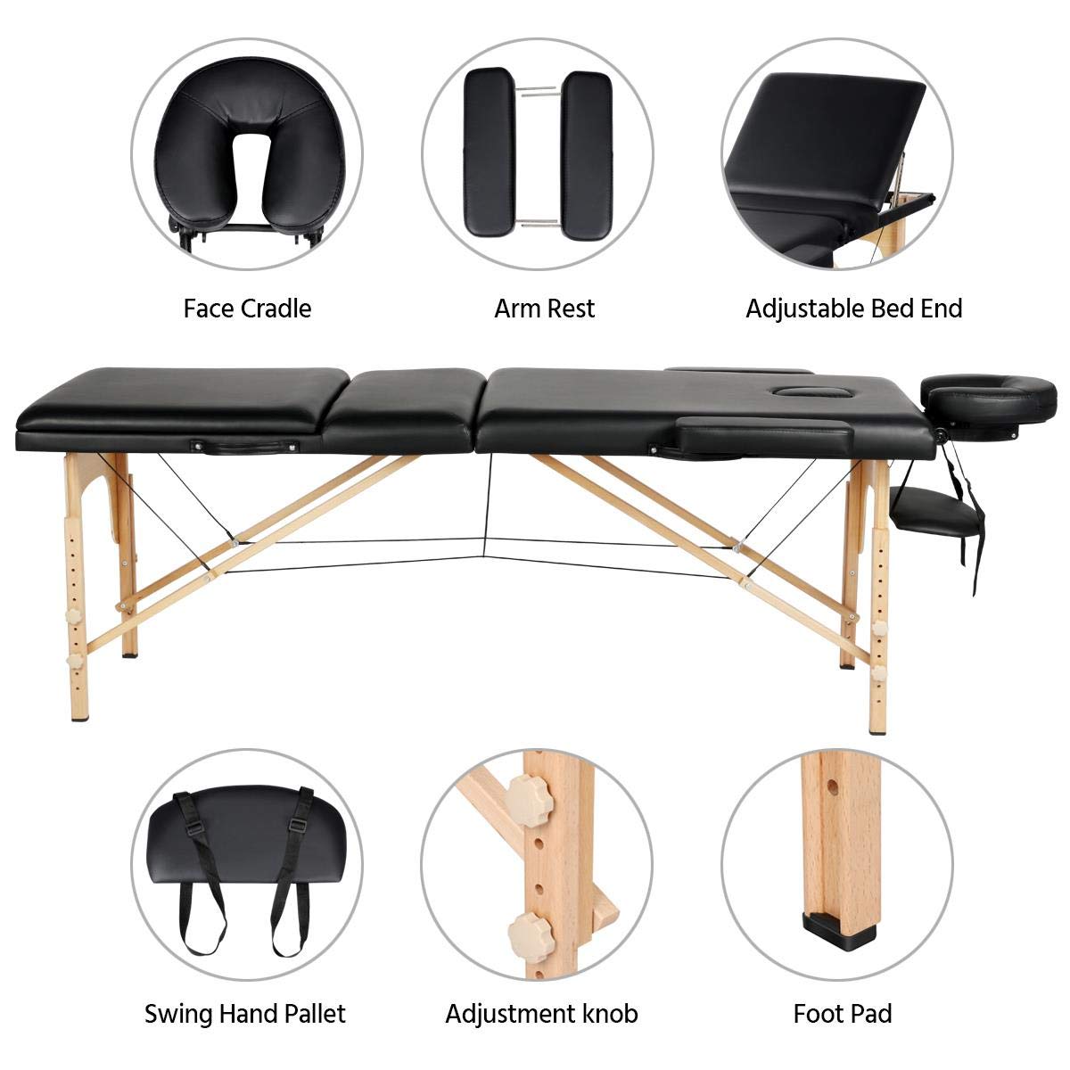 Massage Table Folding Yaheetech Portable