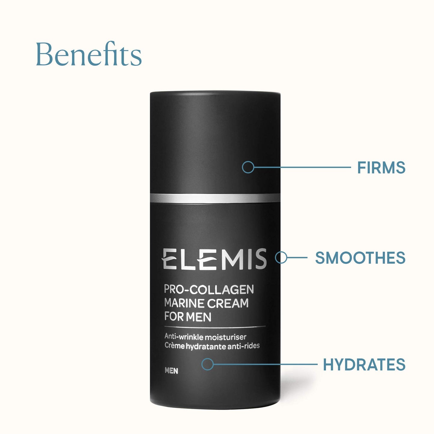 ELEMIS Pro-Collagen Anti-Wrinkle Moisturiser for Men, Anti-Ageing Face Cream with Padina Pavonica, Ginkgo Biloba & Abyssine, Hydrating Face Moisturiser to Firm & Smooth, Men's Day Cream, 30ml