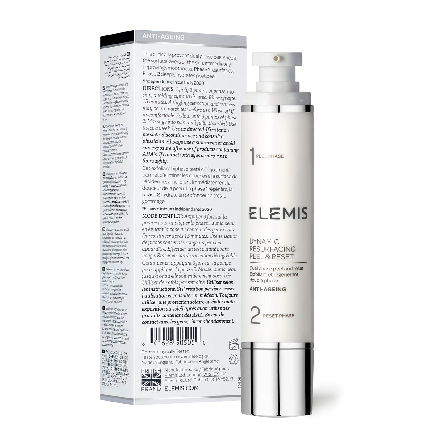 ELEMIS Dynamic Resurfacing Peel & Reset, Dual Phase Resurfacing Treatment for Dull Skin, Accelerates Natural Cell Renewal to Instantly Improve Texture, Professional Facial Results at Home, 30ml