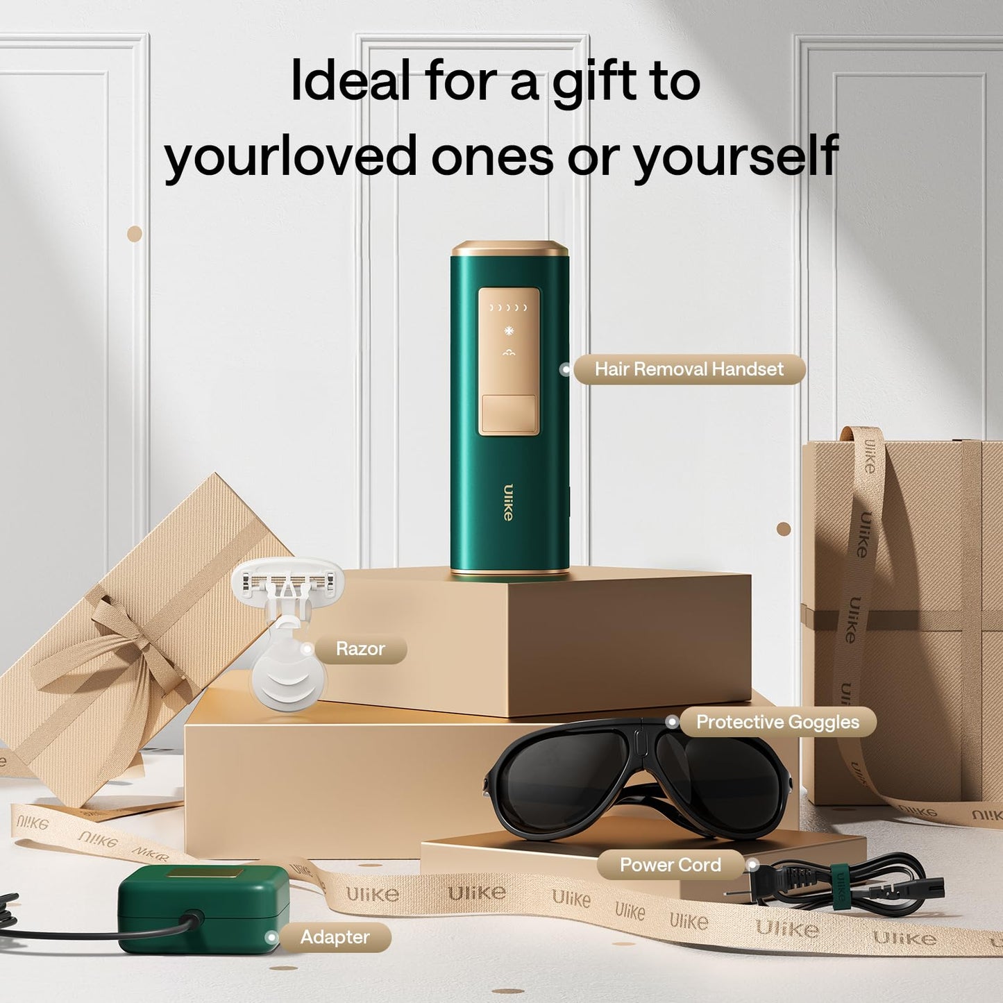 25% voucher applied at checkout, valid until 31st March, IPL Hair Removal, Ulike Air 2 Patented Sapphire Ice Cooling Technology Hair Removal Device for Truely Painless Hair Removal, from Face to Toes IPL Hair Remover for Women, Dark Green
