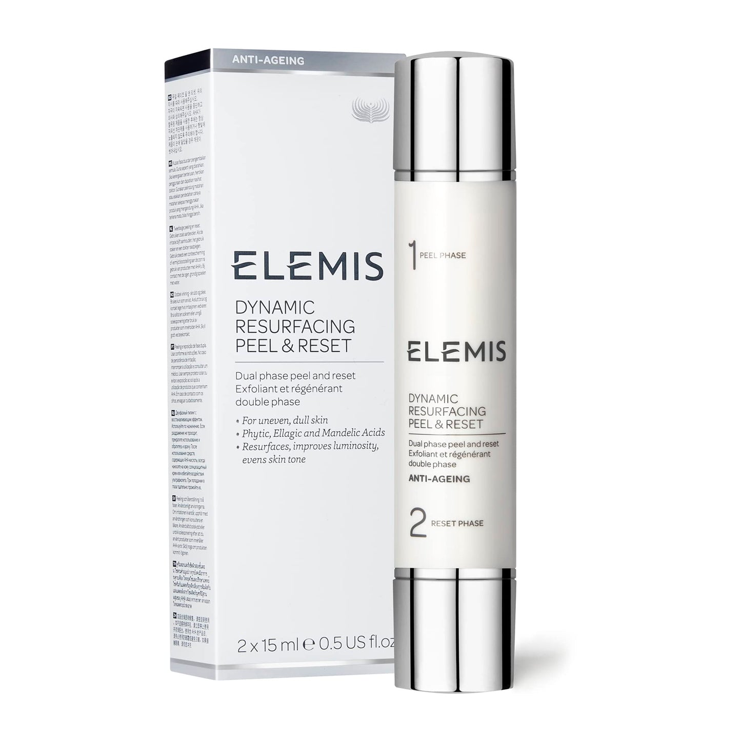 ELEMIS Dynamic Resurfacing Peel & Reset, Dual Phase Resurfacing Treatment for Dull Skin, Accelerates Natural Cell Renewal to Instantly Improve Texture, Professional Facial Results at Home, 30ml