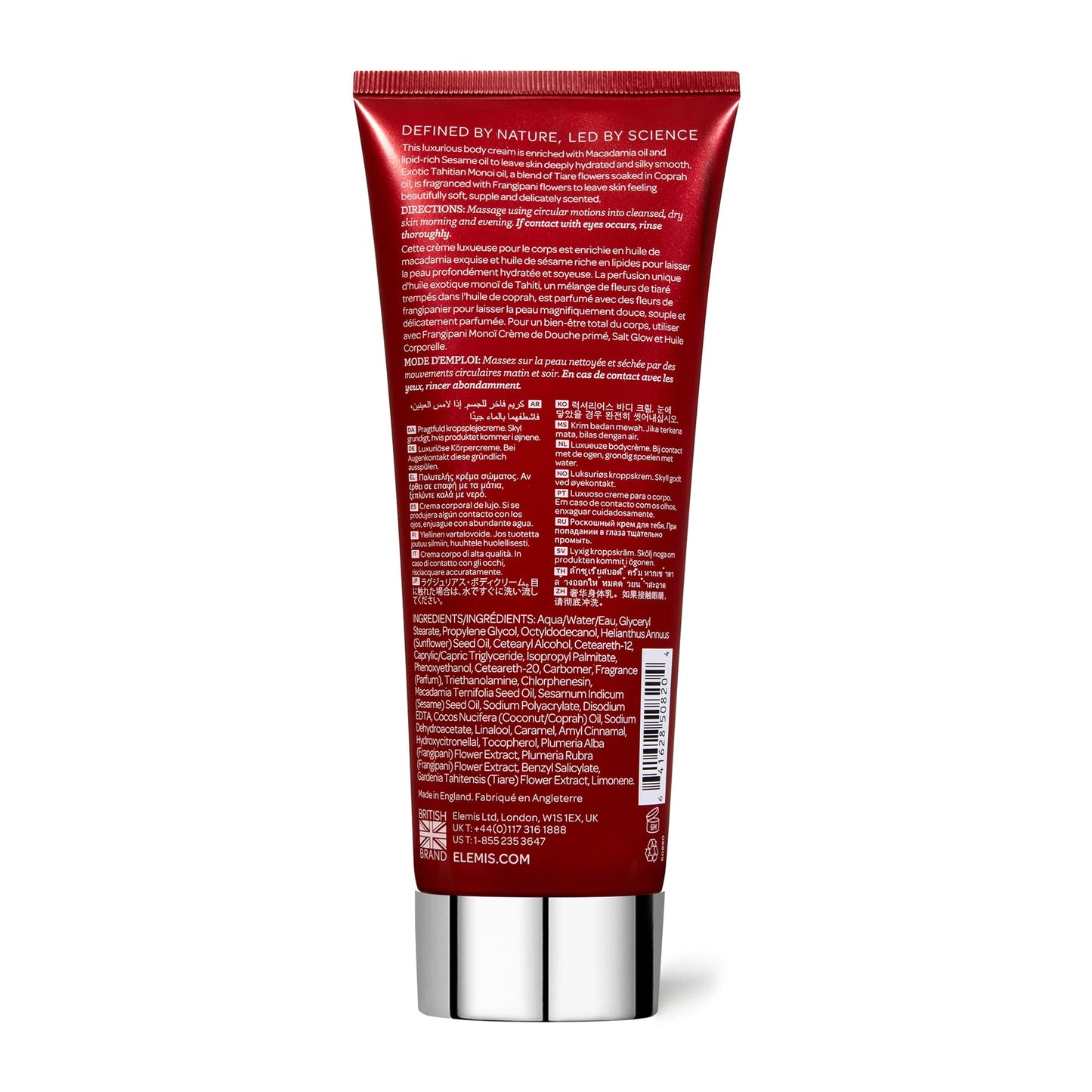 ELEMIS Frangipani Monoi Body Cream, Luxurious Body Cream to Soften, Nourish and Moisturise, Body Moisturiser Enriched with Nourishing Essential Oils, Hydrating Body Cream for Smooth Skin, 200ml