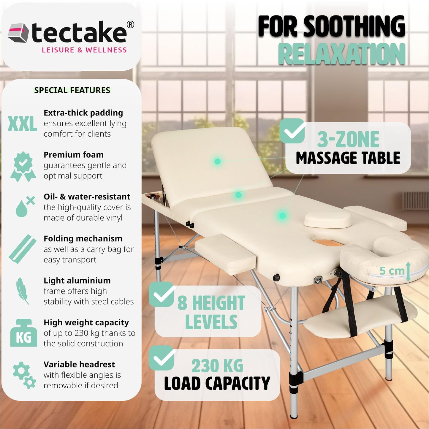 Massage Table, - TecTake Lightweight Portable