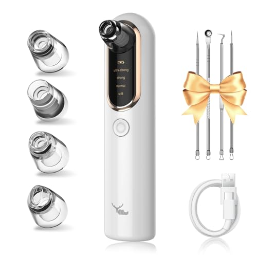 20% voucher applied at checkout, valid until 20th March,  Blackhead Remover Vacuum 4 Suction Power Mode Blackhead Remover Tool Rechargeable Black Head Remover for Face with 4 Suction Heads Pore Vacuum Cleaner Acne Pimple Whitehead Extractor
