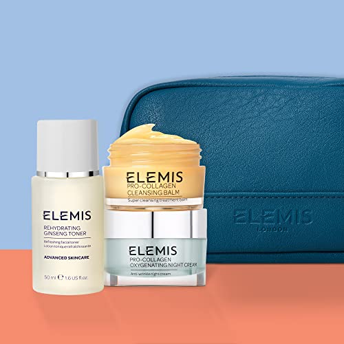 ELEMIS Pro-Collagen Overnight Hydration Heroes, 3-Piece Night-Time Skincare Routine, Reveal Firmer-Looking Skin, Gift Set Includes: Purifying Pro-Collagen Cleansing Balm, Rehydrating Ginseng Toner