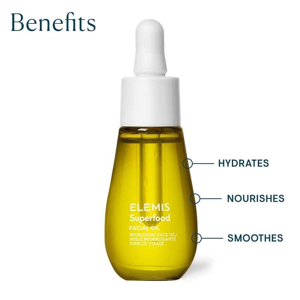 ELEMIS Superfood Facial Oil, Nourishing Face Oil Formulated with 9 Antioxidant-Rich Superfoods, Award-Winning Facial Oil to Enhance Radiance and Complexion, Lightweight Oil to Plump and Smooth, 15ml