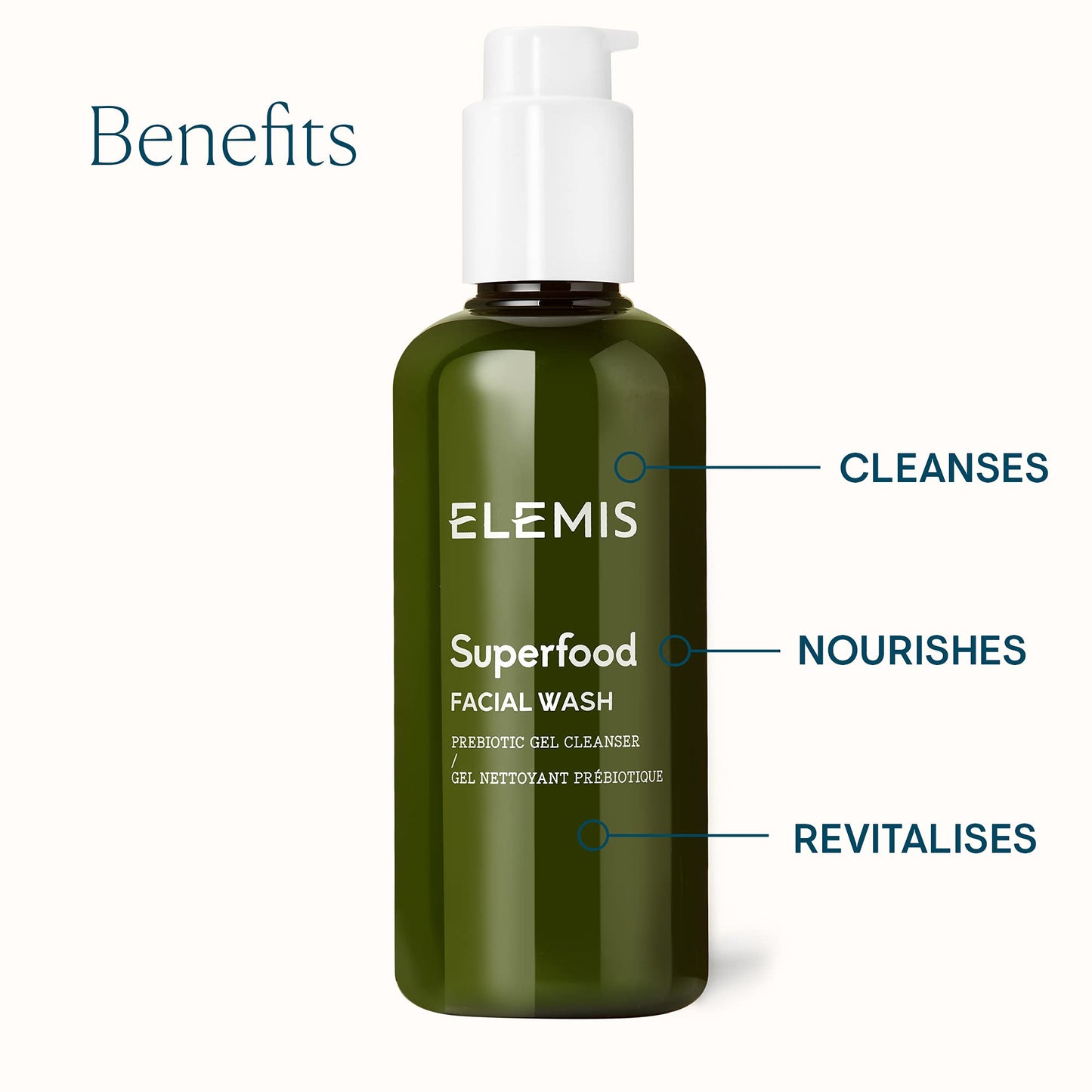 ELEMIS Superfood Facial Cleanse, Lightweight Daily Nutrient-Rich Deep Gel to Foam Cleanser (Packaging may vary)