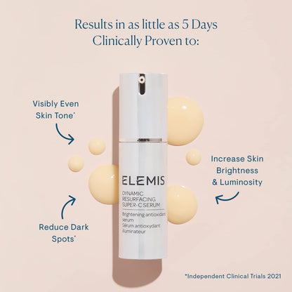 ELEMIS Dynamic Resurfacing Super-C Serum, Brightening Antioxidant Vitamin C Serum Refines & Illuminates, Combines Radiance Actives & Tri-Enzyme Technology to Leave Skin Looking Visibly Smoother, 30ml