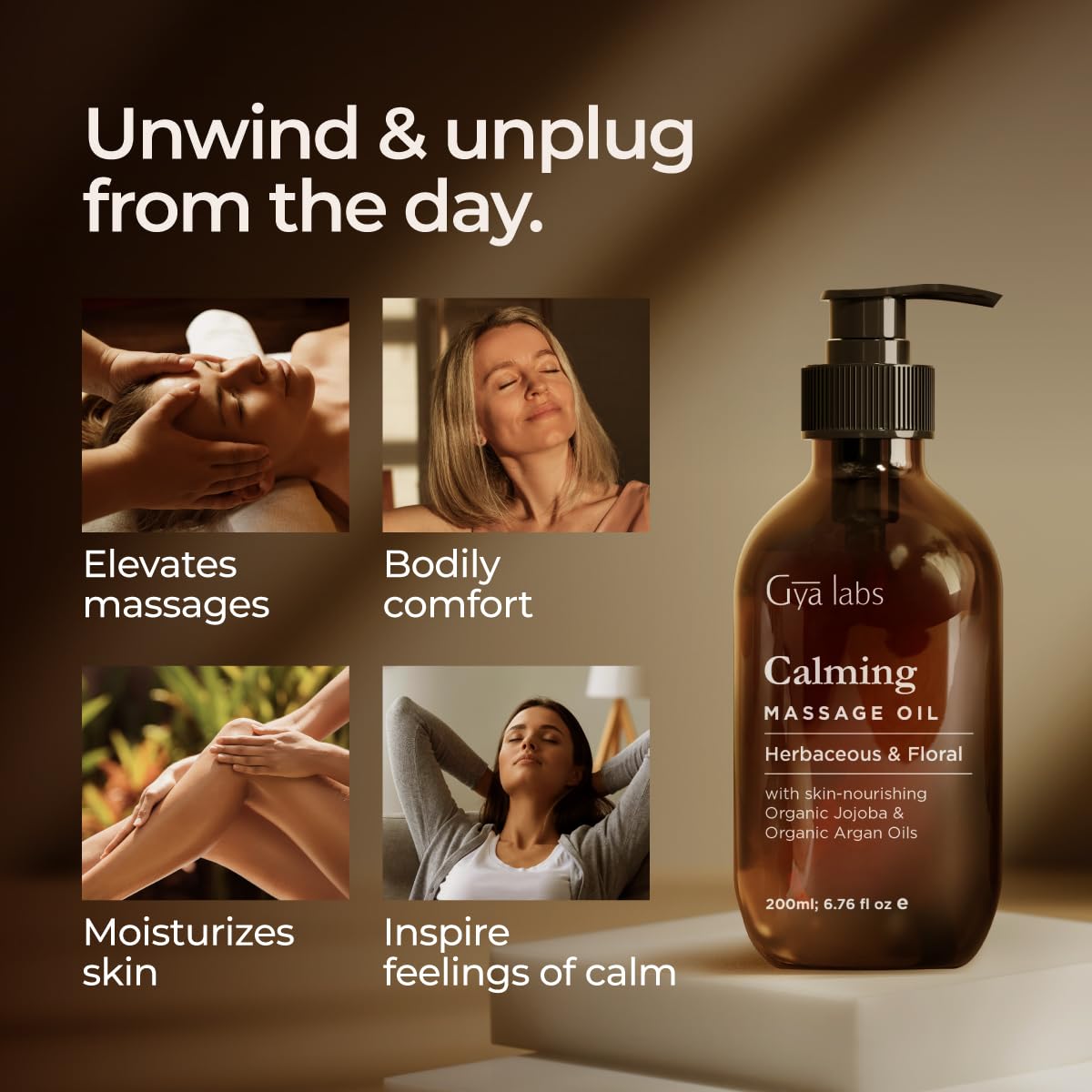 Massage Oil for Sore Muscles - Gya Labs Calming