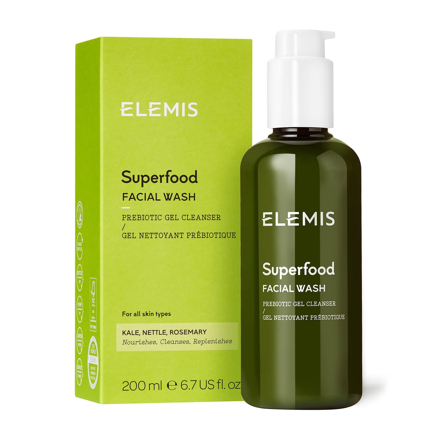 ELEMIS Superfood Facial Cleanse, Lightweight Daily Nutrient-Rich Deep Gel to Foam Cleanser (Packaging may vary)