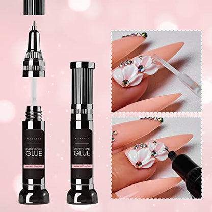Nail Art, Makartt Nail Rhinestone Glue Gel Kit, 2 x 8ml