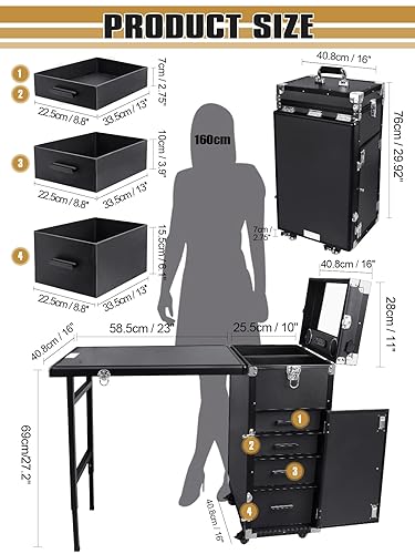Manicure Table, - EBANKU Rolling Foldable Nail Station Salon