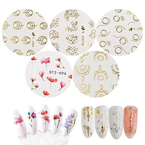 54 Sheets Water Transfers Nail Art Stickers Decals Self Adhesive