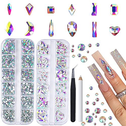 Nail Art, Canvalite 1820Pcs Rhinestones Nail Gems for Nail Art, 12 Styles