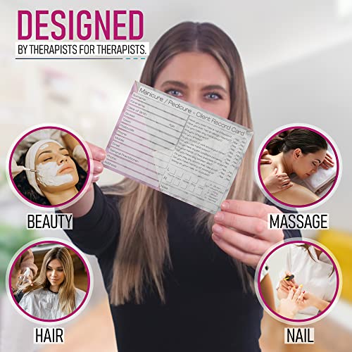 Nail Client Cards Manicure Pedicure - Salon and Therapist Customer Consultation Record - Treatment Services Essentials - Pack of 50