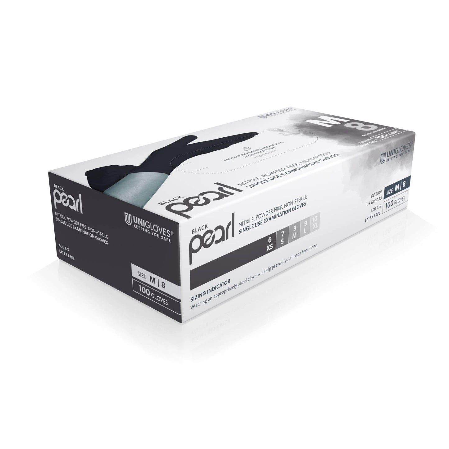 Unigloves Black Pearl Nitrile Examination Gloves - Multipurpose, Powder Free and Latex Free Disposable Gloves - Box of 100 Gloves,