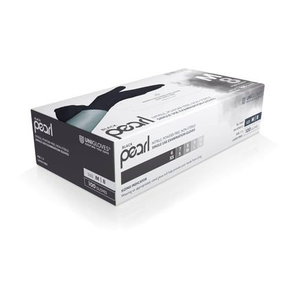 Unigloves Black Pearl Nitrile Examination Gloves - Multipurpose, Powder Free and Latex Free Disposable Gloves - Box of 100 Gloves,