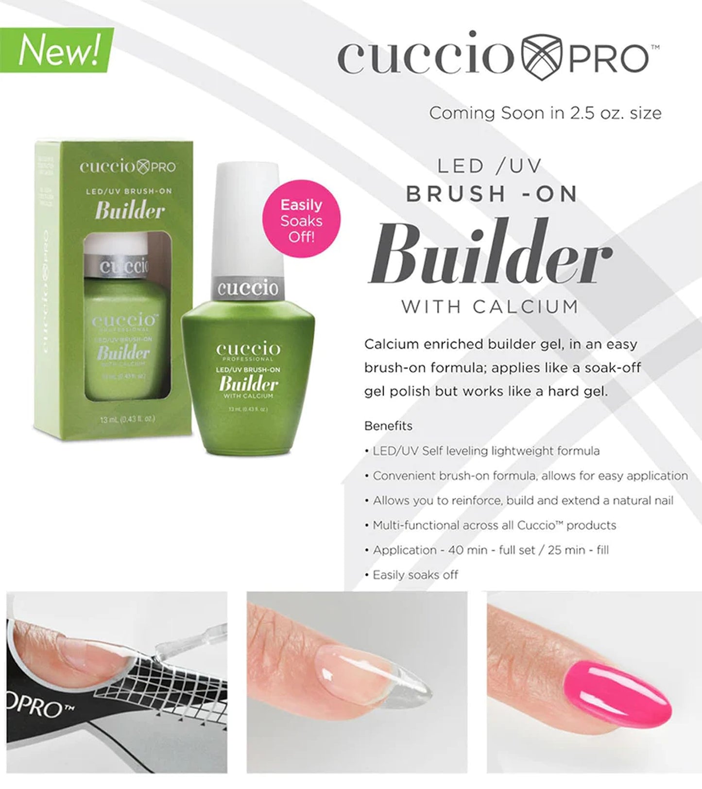Cuccio Brush on Colour Builder Gel with Calcium LED/UV 13ml Clear