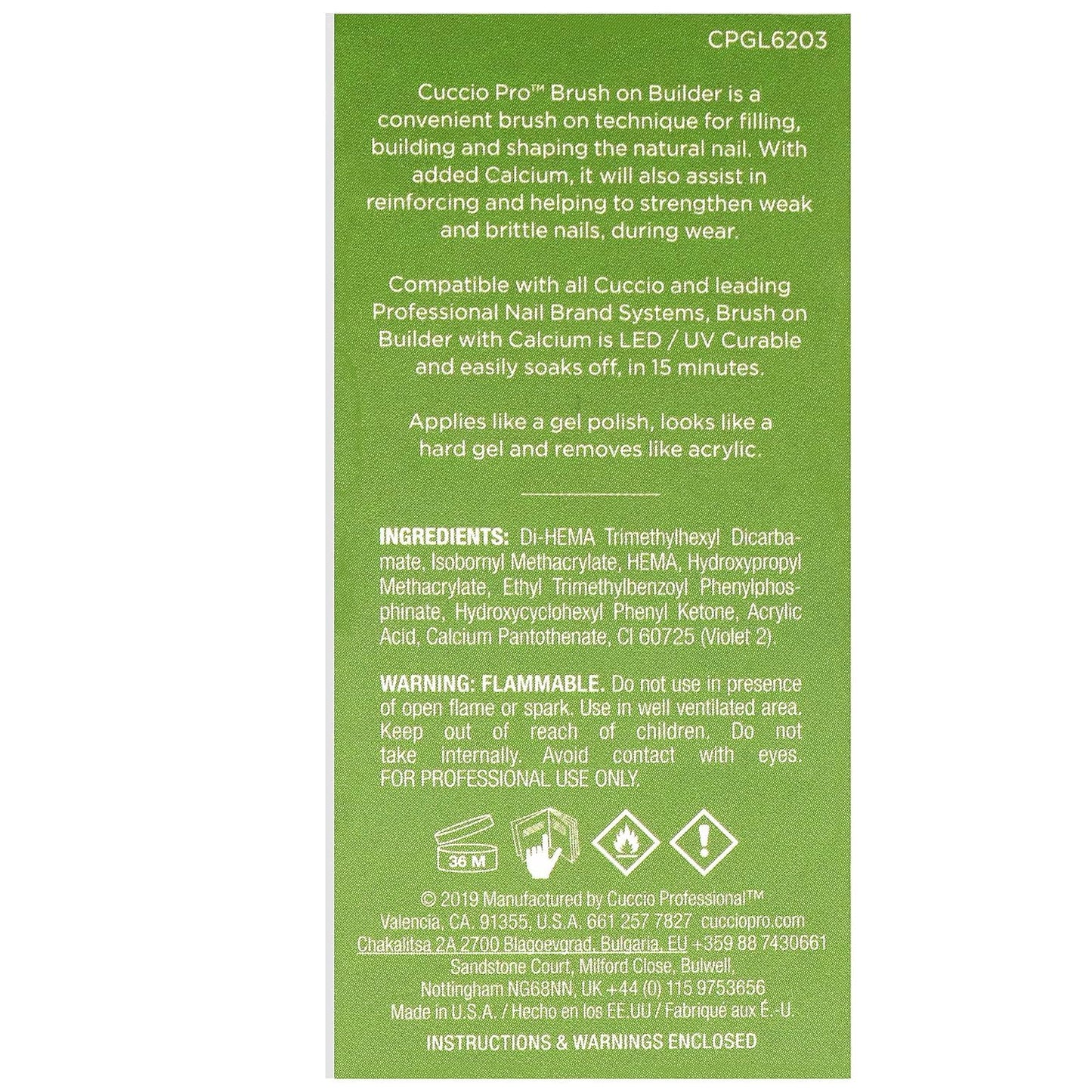 Cuccio Brush on Colour Builder Gel with Calcium LED/UV 13ml Clear